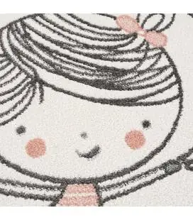 Kreminės spalvos kilimas - "Laiminga mergaitė" 120 x 120cm apvalus