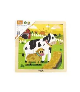 Viga 44623 Puzzle na podkładce 9 elementów - Krowa - Pagrindinis